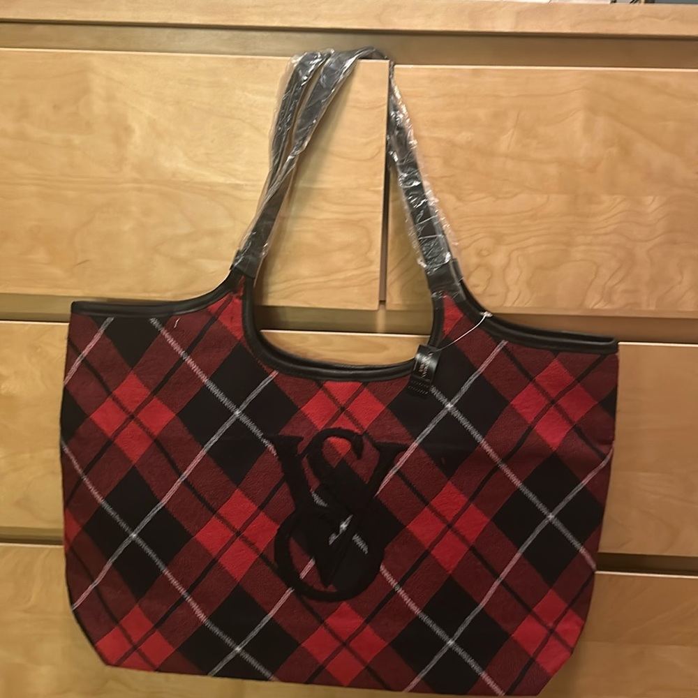 Victoria's Secret Red Plaid Tote Bag